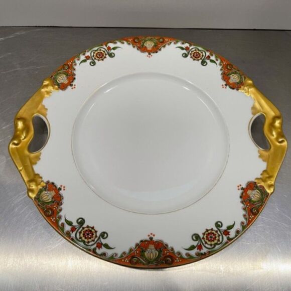 Bernardaud Limoges HANDLED TRAY Handpainted Red - Picture 1 of 6